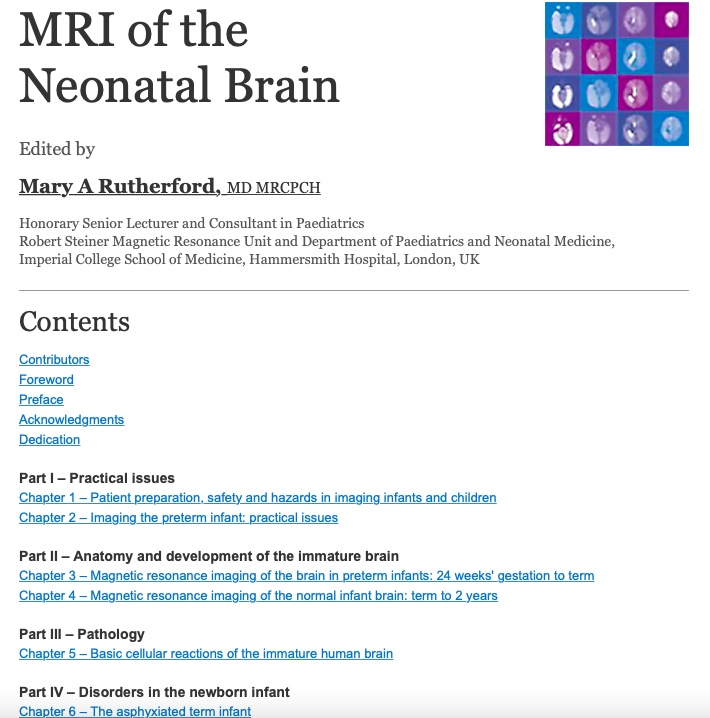 Link del libro online de resonancia magnética neonatal de la Dra. Rutherford.